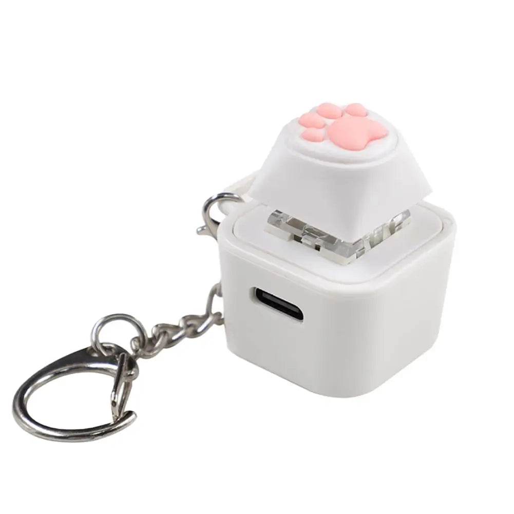 Animal Rechargeable Keyboard Fidget Clicker Sound Keychain with LED Light - cat paw - The Puntique