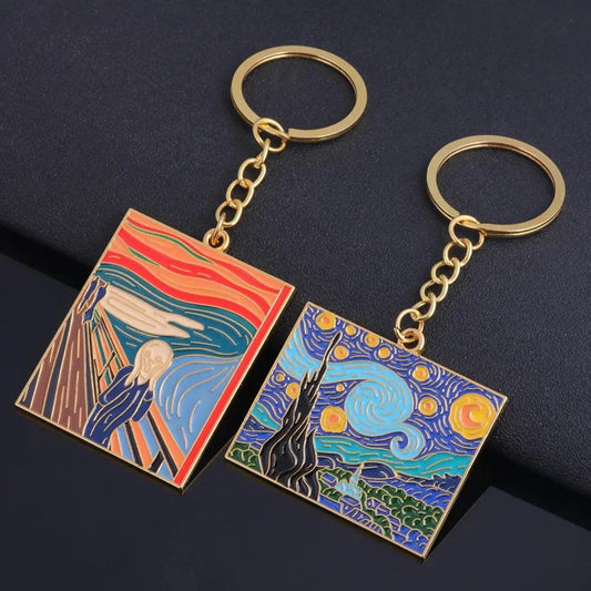The Starry Night Oil Painting Keychain Van Gogh Art Collection Key Chain for Women Men Car Keyring Jewelry - Aliexpress