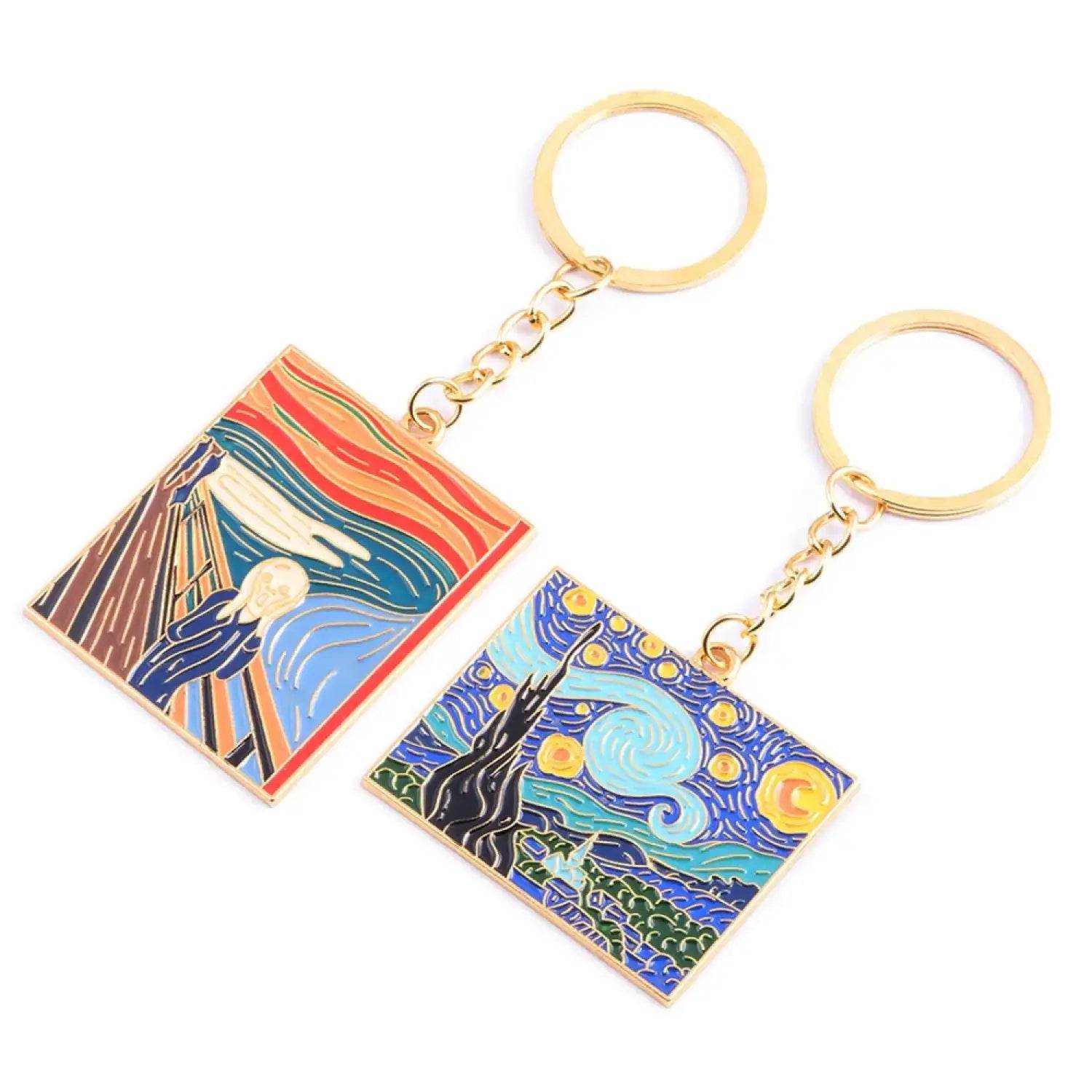 The Starry Night Oil Painting Keychain Van Gogh Art Collection Key Chain for Women Men Car Keyring Jewelry - Aliexpress