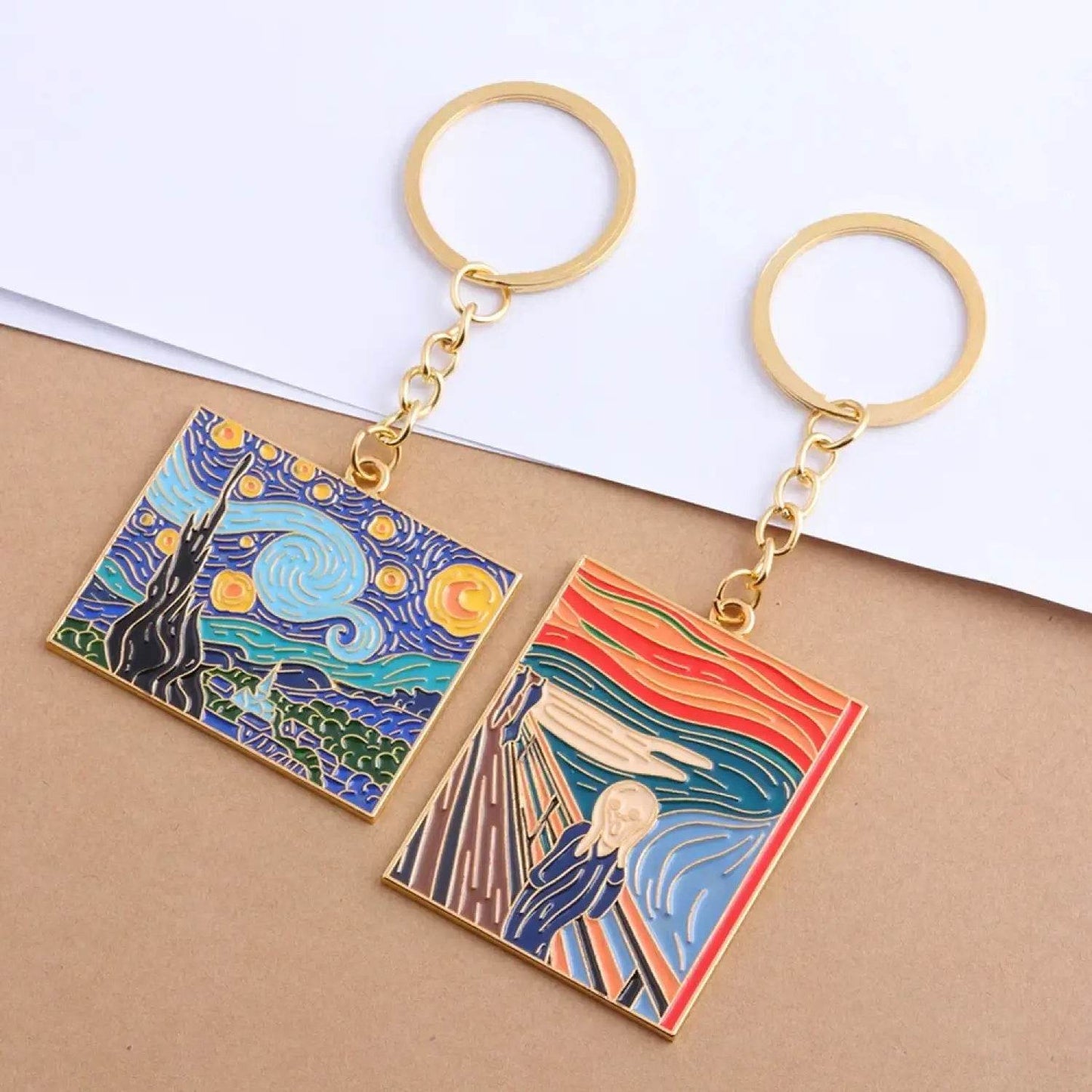 The Starry Night Oil Painting Keychain Van Gogh Art Collection Key Chain for Women Men Car Keyring Jewelry - Aliexpress