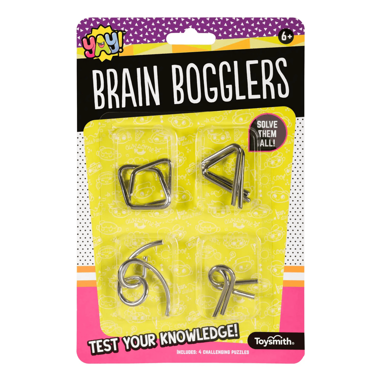 Toysmith - Yay! Brain Bogglers, Four Challenging Puzzles, Fun Size - Toysmith