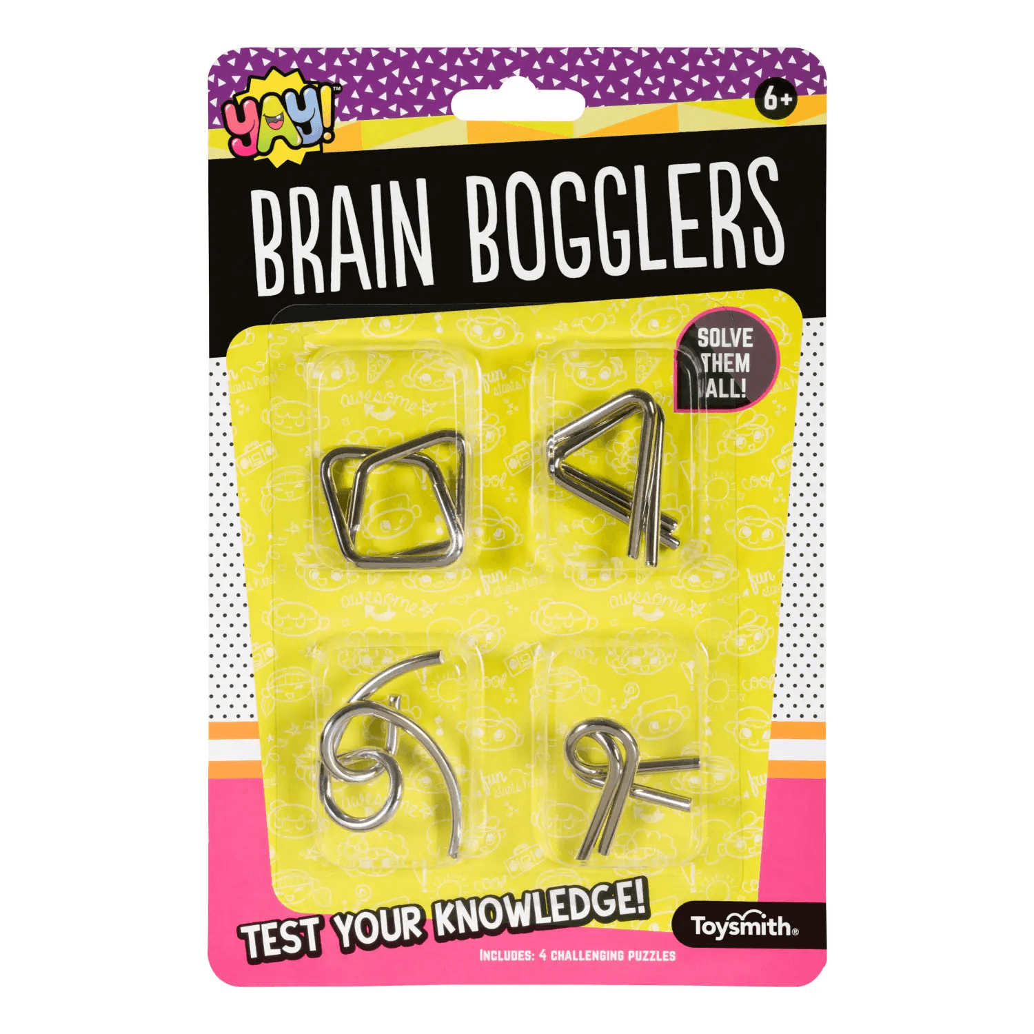 Toysmith - Yay! Brain Bogglers, Four Challenging Puzzles, Fun Size - Toysmith