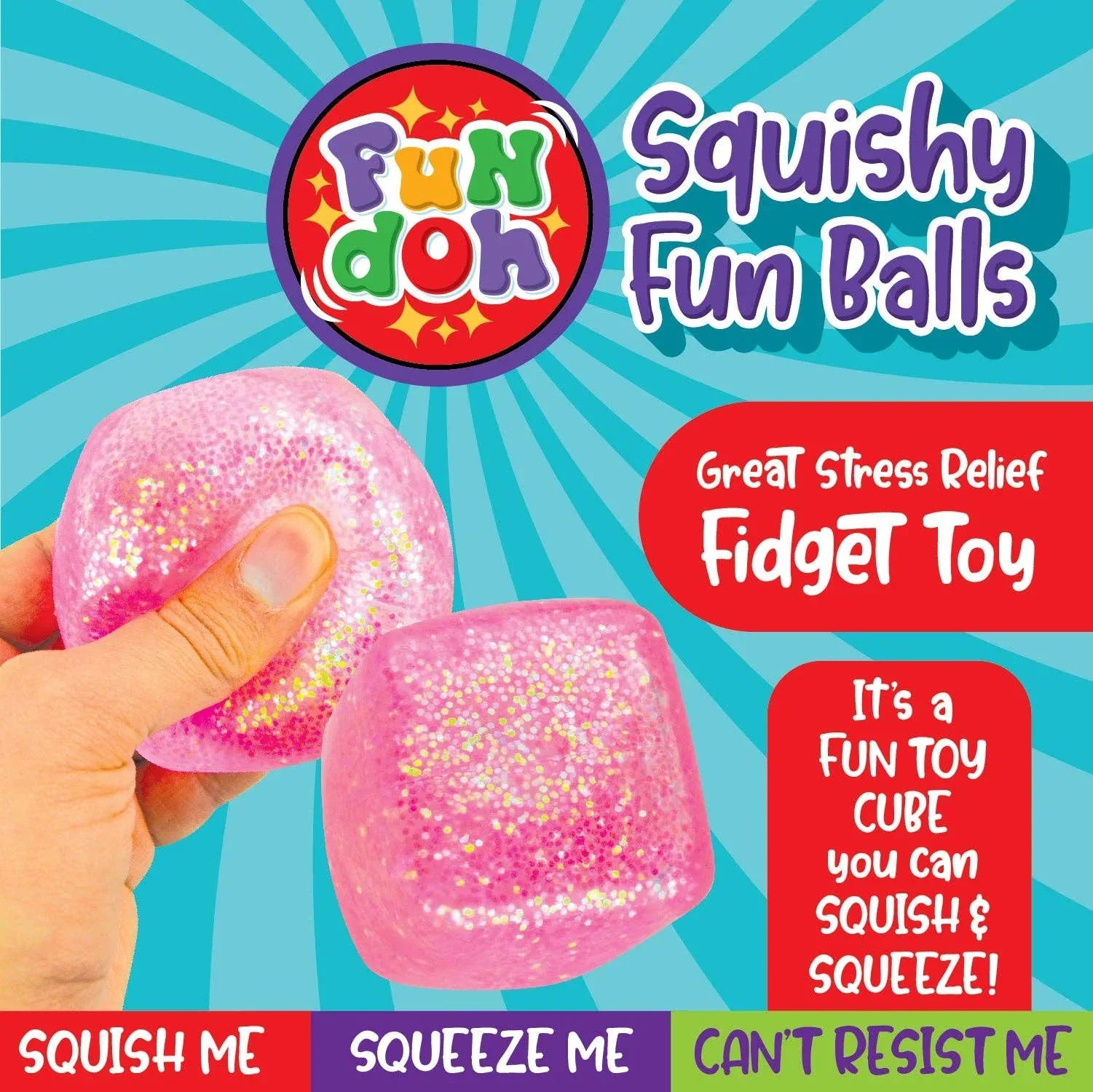 Squish & Squeeze Sparkle Cube Ball Fidget Toy - - The Puntique