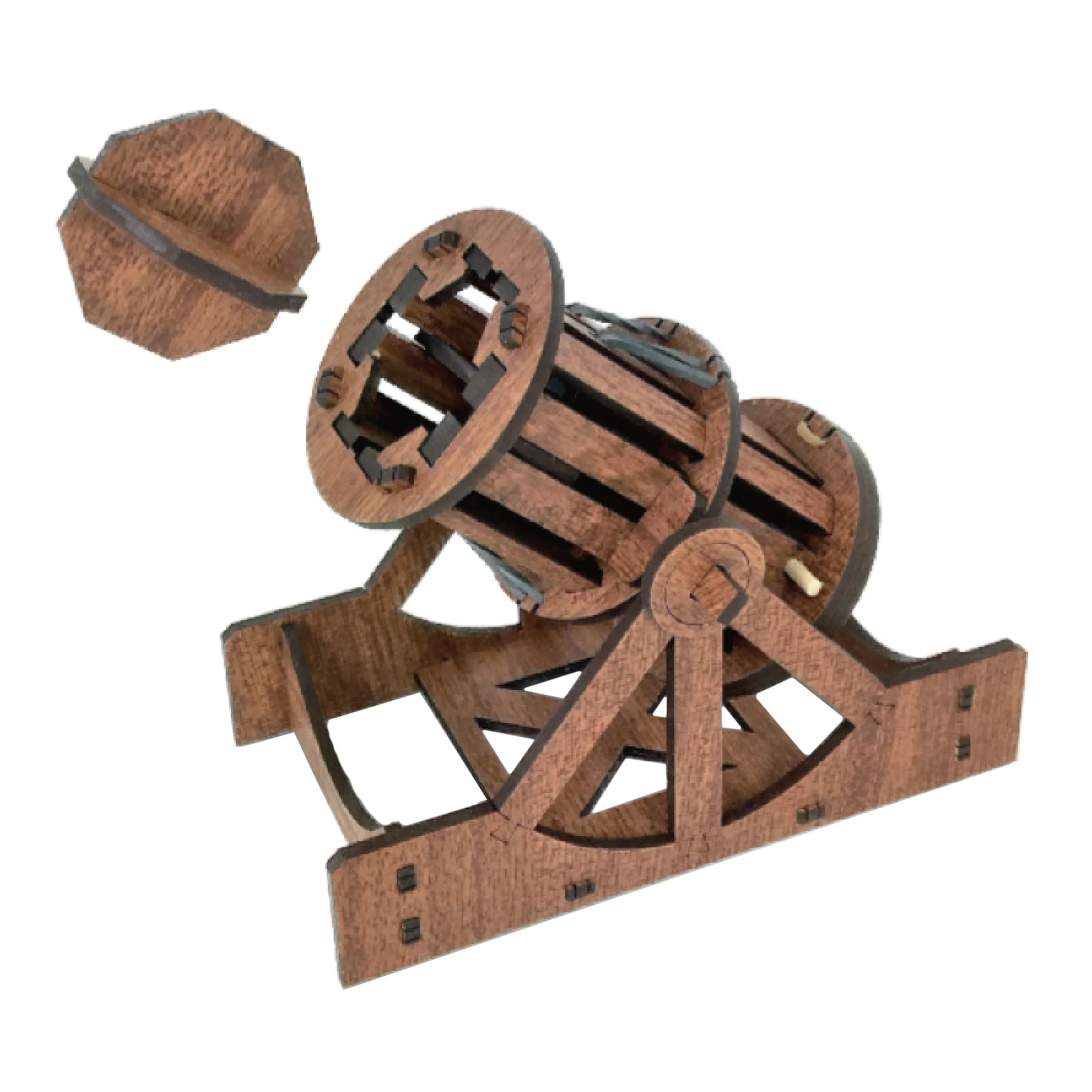 Mini Cannon : Wooden Engineering Model Building Kit - - The Puntique