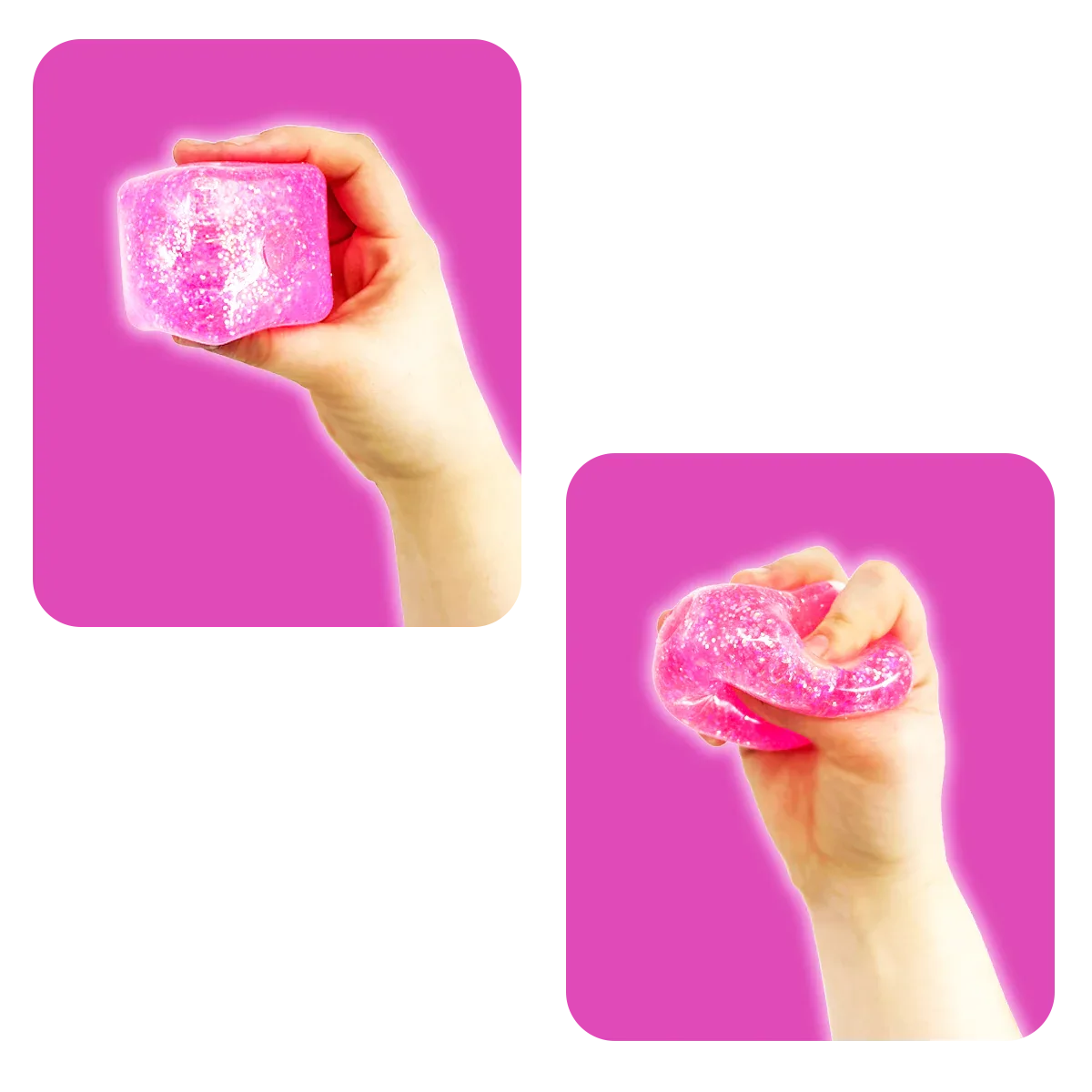 Squish & Squeeze Sparkle Cube Ball Fidget Toy - - The Puntique