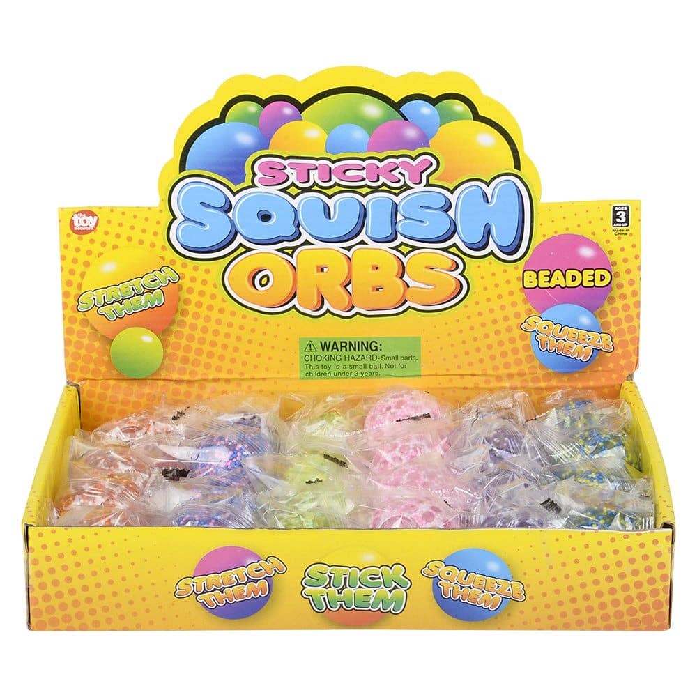 1.6" Squish Sticky Beaded Orbs Squishy Toy 24ct - LLB Toys - - The Puntique